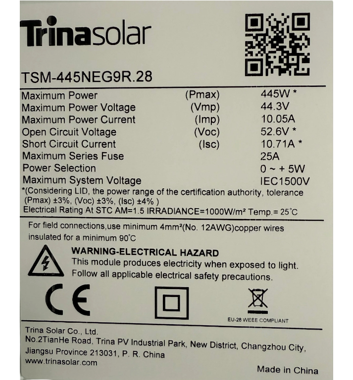 Panneau Solaire Trina Solar 445Wc